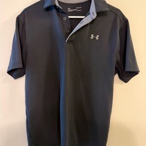 Under Armour Men’s Black Performance Polo with Gray Trim